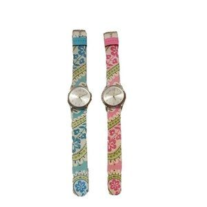 Two Vera Bradley Retired Pattern Watches (Peacock and Prisilla Pink)